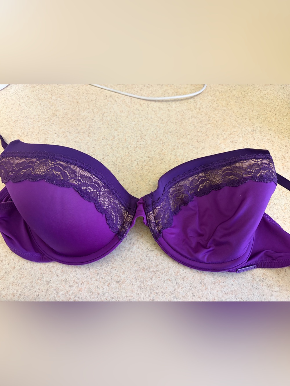 Calvin Klein Purple Lace-Trim Push-Up Bra